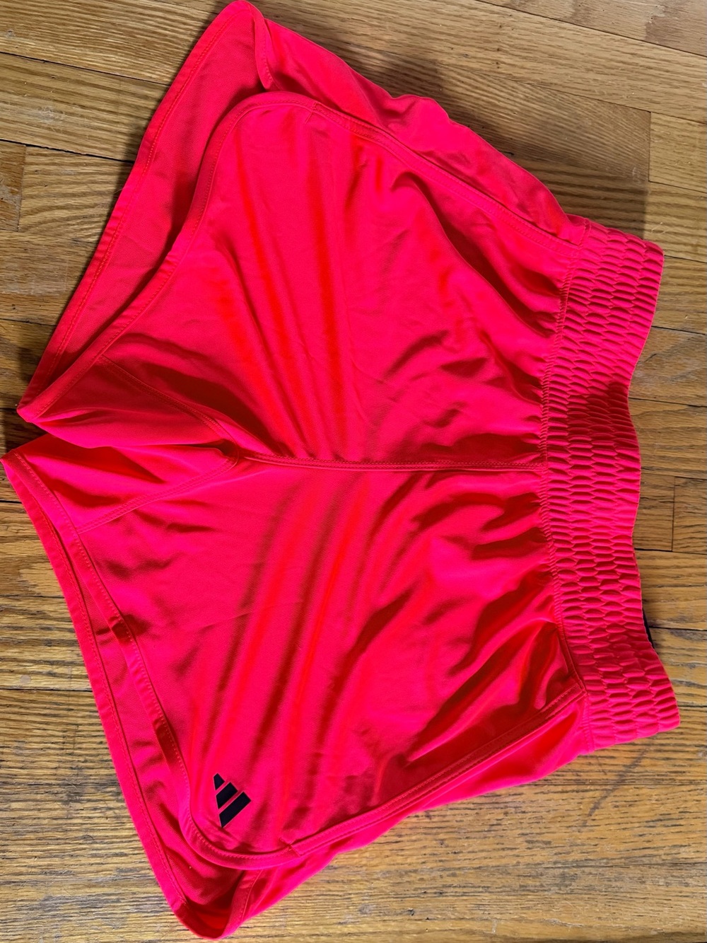 adidas Women's Neon Pink Athletic Shorts with Smocked Waistband - Pacer Short